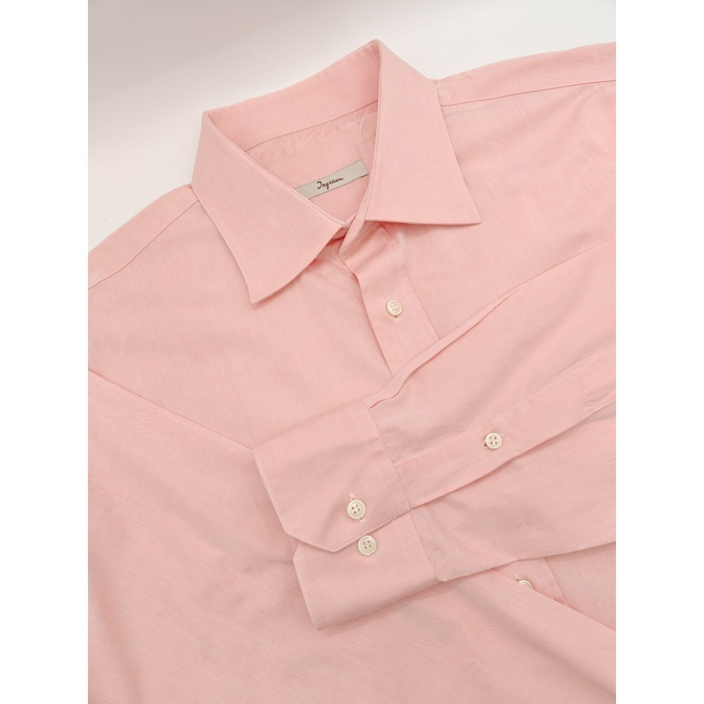 Ingram Mens 17x36 Pink Twill 100% Cotton Dress Shirt Italy Spread Collar Q410